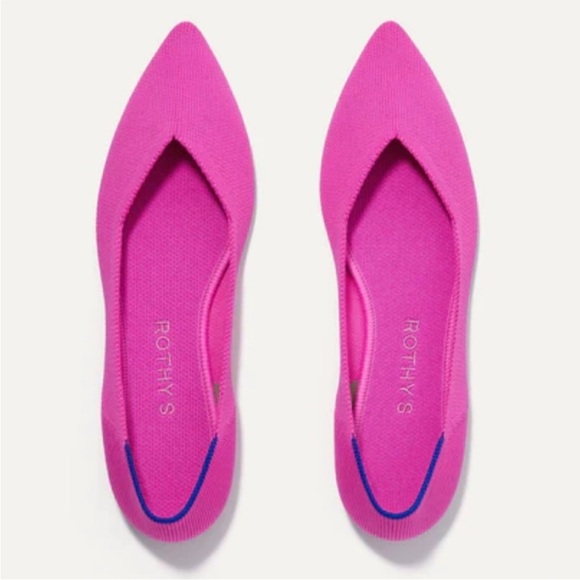 Rothy’s The Point Flats Womens in Dragon Fruit Pink- 6 - Picture 1 of 8